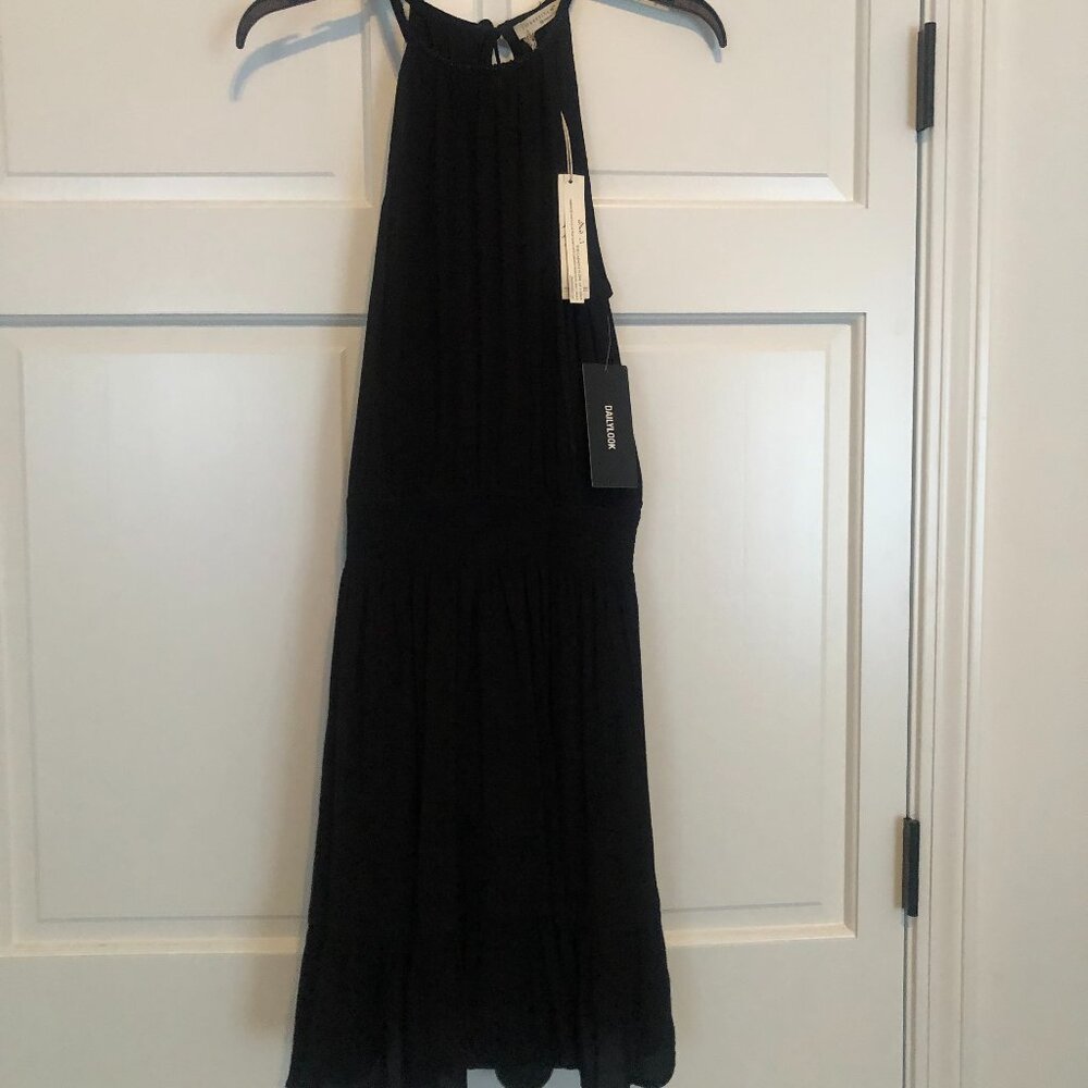 New Gauzy Cotton  Black Halter Summer Dress - Size Medium